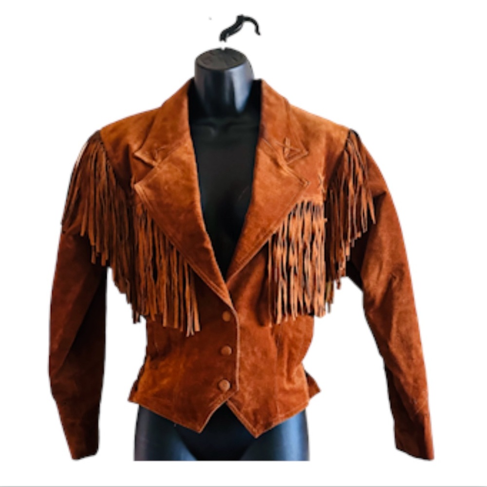 Wilson Classic Genuine Suede Fringe Leather Jacket Cowboy Western Style Size XS